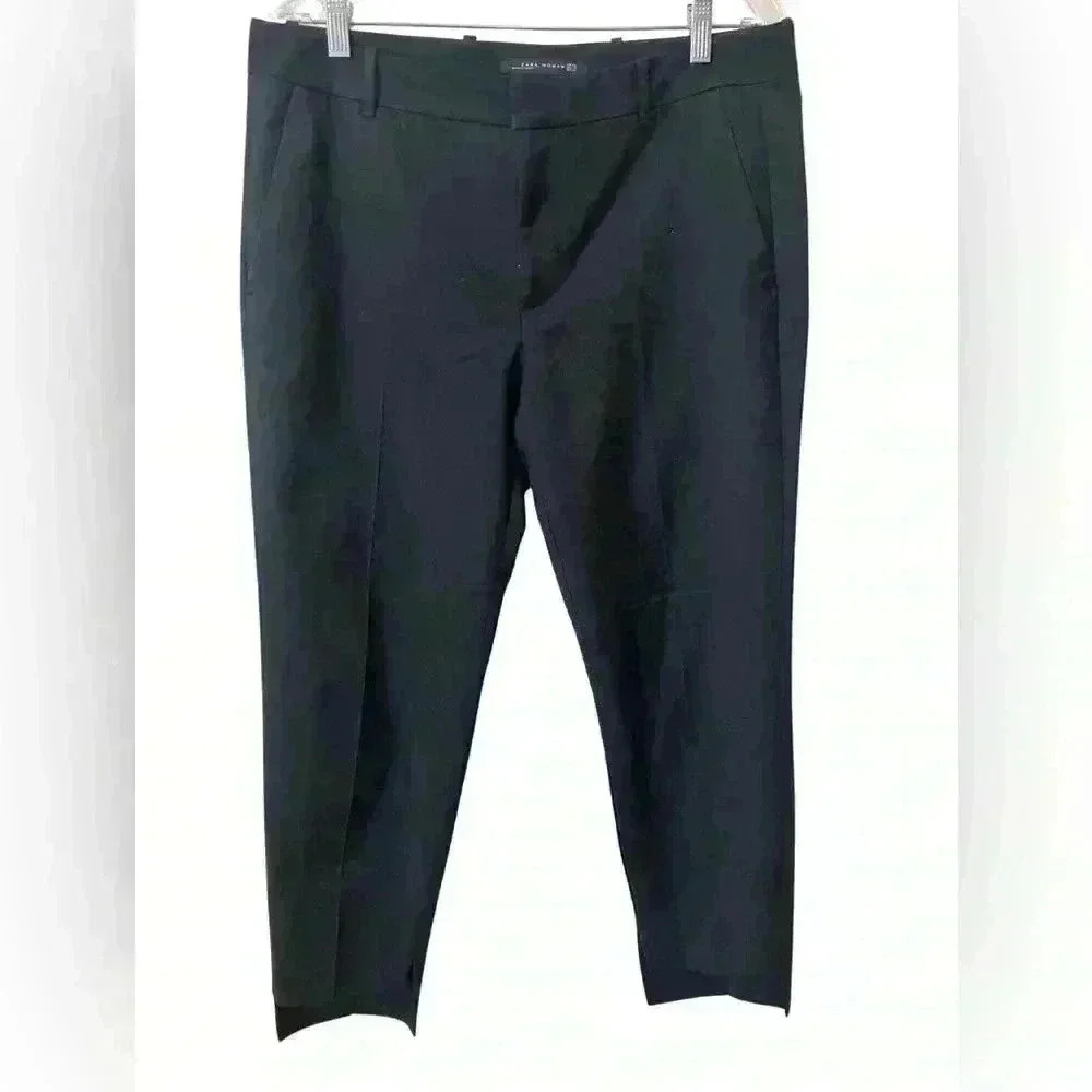Zara Black Skinny Ankle Pants Trousers Pleated